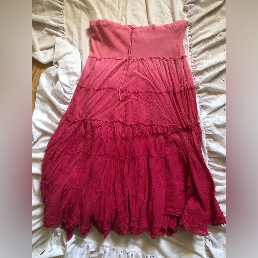 Pink Ombre Tiered Maxi Skirt